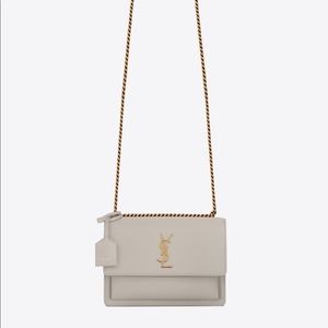 YSL SUNSET MEDIUM IN SMOOTH LEATHER IN BLANC VINTAGE